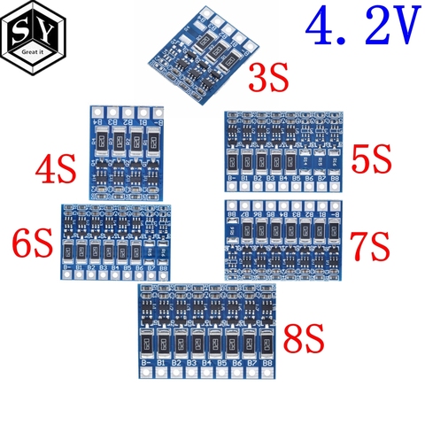 3S 4S 5S 6S 7S 8S 21V 4.2v li-ion balancer board 18650 li-ion