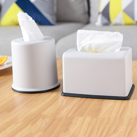 Tissue Boxes Paper Storage Towel Organization Napkin Holder Square Round Case Desktop for Home Office Bathroom Living Room NEW ► Photo 1/6