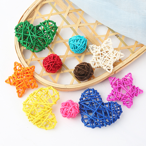 5Pcs Multicolor Rattan Ball Round/Heart/Star Takraw DIY Decoration Supplies for Wedding Home Garden/Birthday/Party Decor ► Photo 1/6
