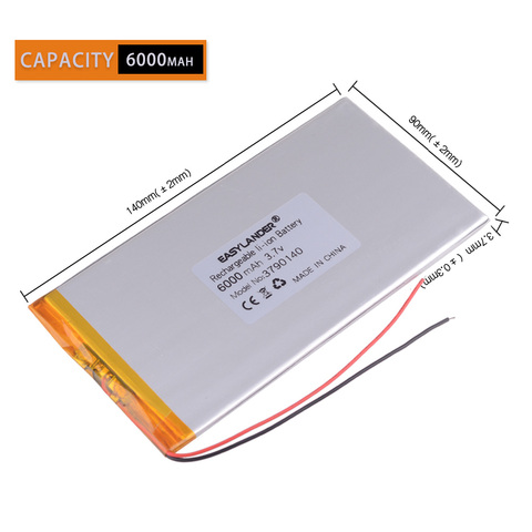 9 10 inch large size 3.7 V tablet battery 6000 mah rechargeable lithium batteries 3790140 Syka blyat ► Photo 1/3