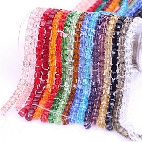 ZHUBI Wholesale Sqaure Beads Chinese Beading 2/3/4/6/8/10mm Faceted Crystal Glass Cube Beads DIY Jewelry Findings Fit Bracelet ► Photo 1/6