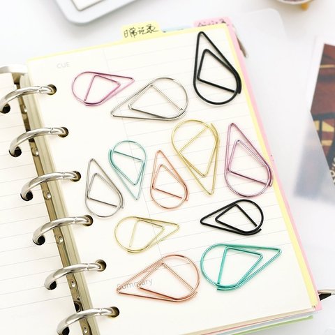 30/50 pcs/lot Metal Material Drop Shape Paper Clips Gold Silver Color Funny Kawaii Bookmark Office Shool Stationery Marking Clip ► Photo 1/5