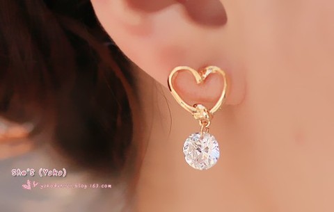 Korean fashion luxury charm drop pierced earrings zircon women love jewelry wholesale gift  free shipping ► Photo 1/2