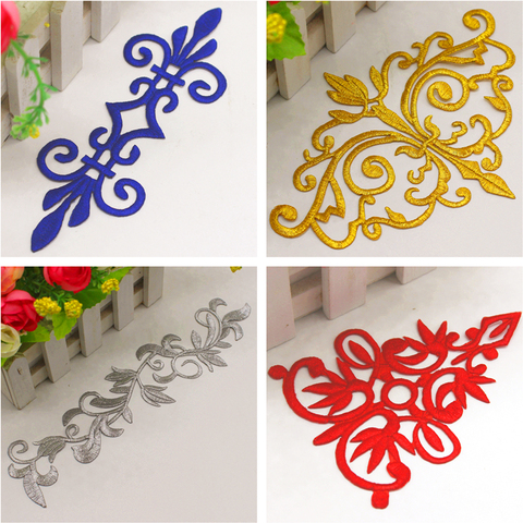 Iron On Appliques 3D Flower Patches Party Secoration Gold Embroidery Vintage Metallic Cosplay Costumes Diy Trims ► Photo 1/6
