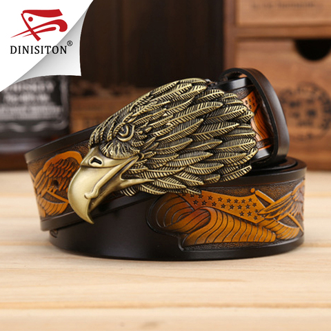 DINISITON Eagle head man belt The First Layer Genuine Leather Men belts Brand Cowskin Fashion Vintage Male Strap Ceinture ZPB01 ► Photo 1/6