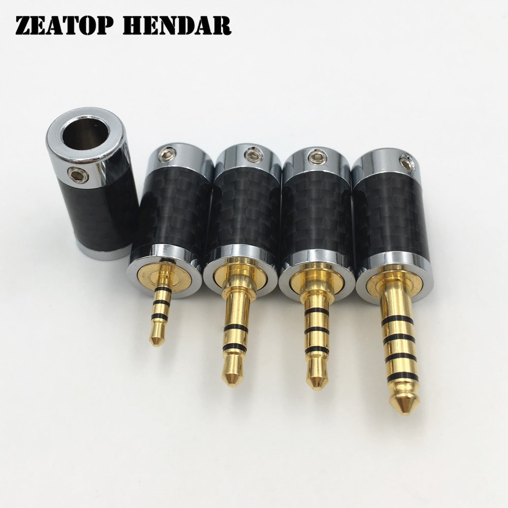 4pcs Gold 2.5mm 3-Pole Stereo Male Soldering Audio Plug with Black Heat Shrink 