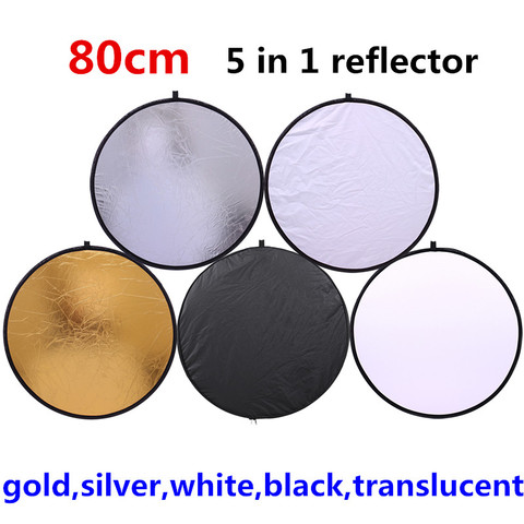 CY 80cm 5 in 1 gold silver white black translucent New Portable Collapsible Light Round Photography/Photo Reflector for Studio ► Photo 1/6