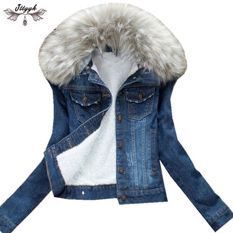 2022 Winter Jeans Jackets Plus Velvet Warm Parka Outerwear Women Cashmere Cotton Coat Girl Fashion Denim Jacket LJ162 ► Photo 1/6