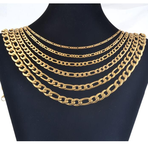 1 piece 8-30 Inches Gold Figaro Chain Necklace 3-7.5MM Stainless Steel Figaro Link Chain for Men Women ► Photo 1/6