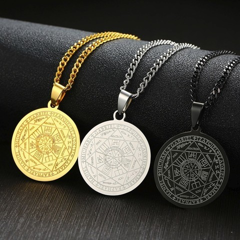 The Seal of the Seven Archangels by Asterion Seal Solomon Kabbalah Amulet Pendant Necklace Stainless Steel Male Jewelry Gift ► Photo 1/6