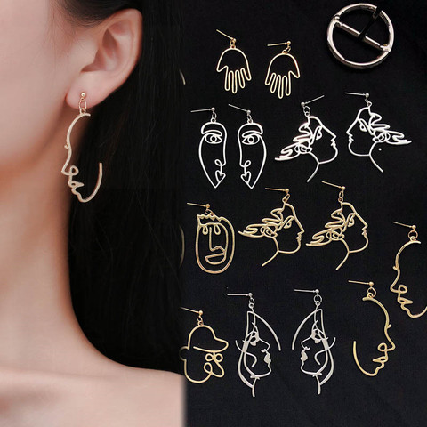 Punk Human Face Drop Earrings For Women Retro Abstract Hollow out Statement Hand Metal Fashion Dangle Earring Jewelry ► Photo 1/6