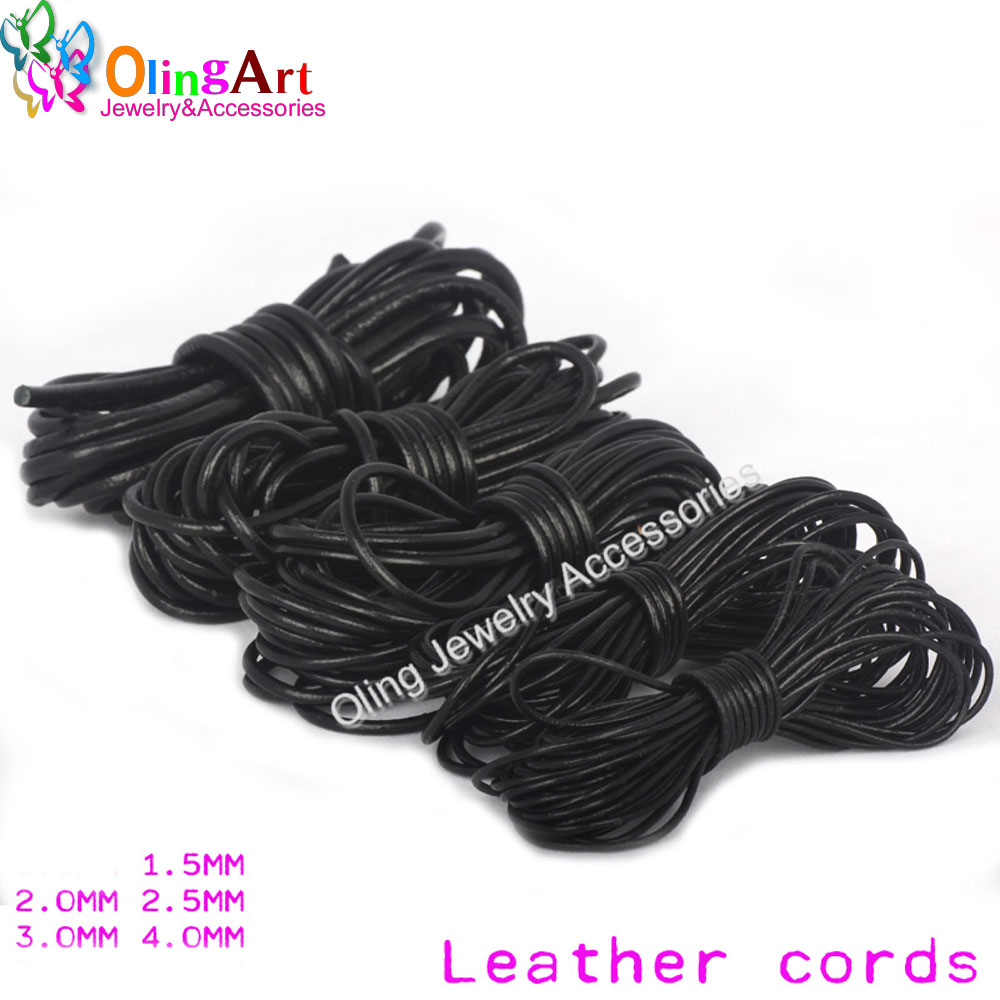 Black Round Real Leather Jewelry Cord 1mm 10M length