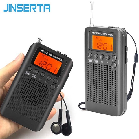 JINSERTA Portable Mini FM/AM Radio Speaker Music Player with Alarm Clock LCD Digital Display Support Battery and USB Powered ► Photo 1/6