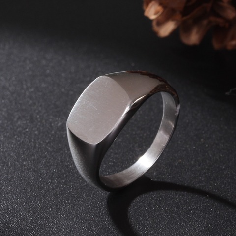 Soul Men Men's Square Brushed Signet Titanium Steel Wedding Rings for Men Women Engraved Name Date DIY Logo Rings Jewelry ► Photo 1/5