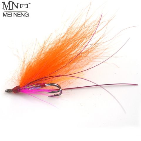 MNFT 4PCS Double Hook Orange Flashabou Streamer Fly Red Cheek Rainbow Film Body Bionic Fly Fishing Lures Carp Trout Fish Bait ► Photo 1/4