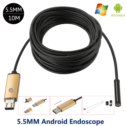 Phone Android Endoscope Waterproof Borescope Micro USB Inspection Video Camera 5.5mm lens 5/10M 6 leds Hd 640*480 For Smartphone ► Photo 1/6