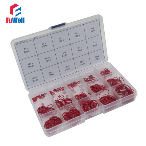 300pcs Red Silicon O Ring Seal Gasket Kit 1mm Thickness 15 Different Sizes O-ring Sealing Assortment Set with Plastic Case ► Photo 1/5