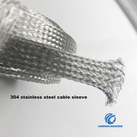 10M waterproof cable sleeve braided 2-18m silver Snakeskin mesh Wire Protecting 304 stainless steel cable sleeve Metal sheath ► Photo 1/3