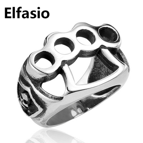 Mens Boys Stainless Steel Ring Band Skull Knuckle Duster Biker Wholesale Jewelry Us Size 8-14 ► Photo 1/5
