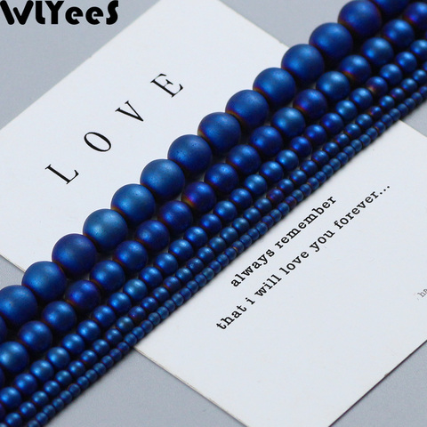 WLYeeS Matte Plating Blue Round Hematite Beads 2-10mm Natural Stone Ball Loose Beads for Jewelry Bracelet Making DIY Accessories ► Photo 1/6