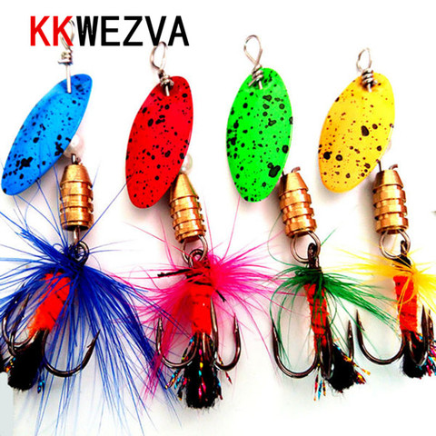 KKWEZVA NEW STYLE 4pcs 2.4g 5cm spinner bait fishing lure spoons Fresh Shallow Water Bass Walleye Minnow Fishing Tackle Spinner ► Photo 1/6