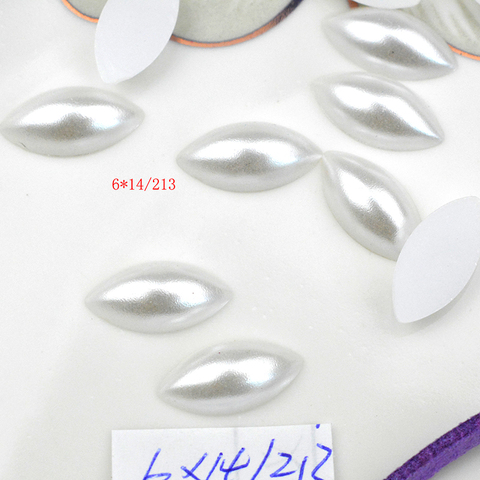 FLTMRH 50pcs 6mm*14mm  half   Horse Eye Shape Flatback Half Pearl Bead Loose DIY ABS Plastic Imitation ► Photo 1/1