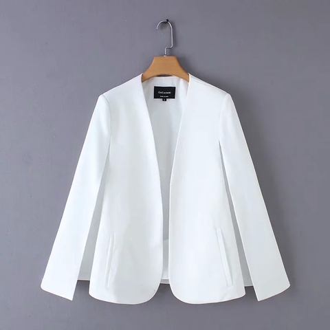 split design women cloak suit coat casual lady black and white jacket fashion streetwear loose outerwear tops C613 ► Photo 1/6