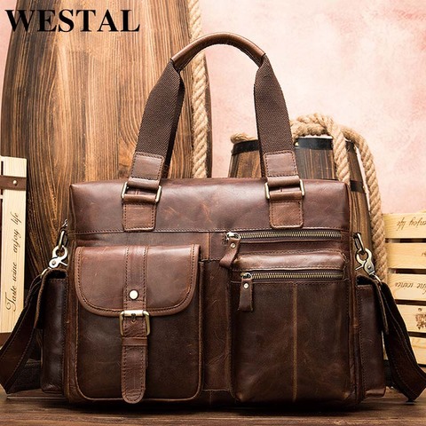 WESTAL Travel Bag Hand Luggage Genuine Leather Foldable Travel Bag Suitcase Luggage Travelbags Duffle Bags Big/Weekend Bags 8537 ► Photo 1/6