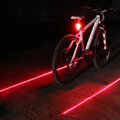 Bike Cycling Lights Waterproof 5 LED 2 Lasers 3 Modes Bike Taillight Safety Warning Light Bicycle Rear Bycicle Light Tail Lamp ► Photo 1/6