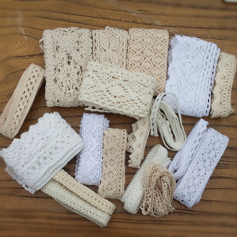 10Pcs Mixed Crocheted Cotton Lace Ribbon Beige Knitted Lace Trim DIY Accessories Scrapbooking 10Yards Laciness Ribbon ► Photo 1/1