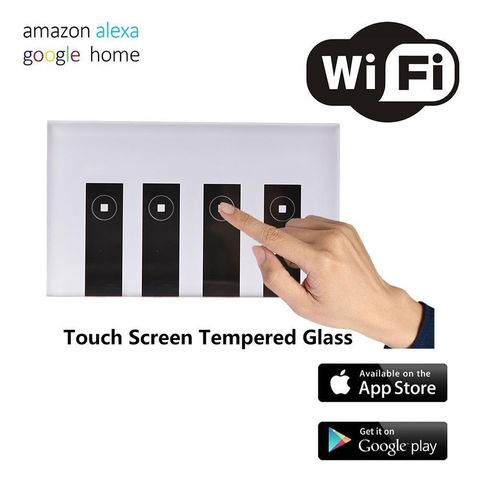 Touch Switch Smart Light Switch Panel Wall Interruptor 1/2/3/4 Gang Piano key Wifi Light Switch  Work with Alexa Google Home ► Photo 1/6