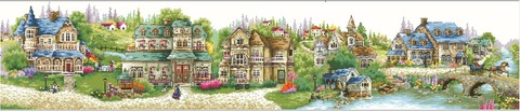 Top Quality popular counted cross stitch kit a green village country countryside city town house home dome ► Photo 1/1