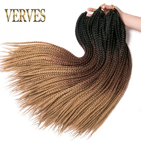 VERVES Crochet braids 24 inch box braid 22 Roots/pack Ombre Synthetic Braiding Hair extension Heat Fiber Bulk braid pink,black ► Photo 1/6
