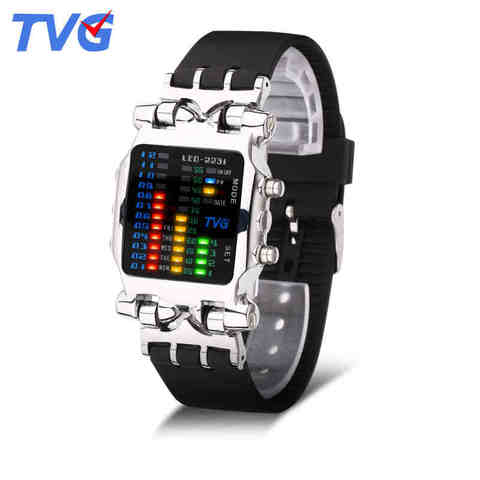 Sport Watch for Men Rubber Band Waterproof LED Digital Sports Watches Men Luxury Fashion Binary Gift Clock Watch Drop Shipping ► Photo 1/6