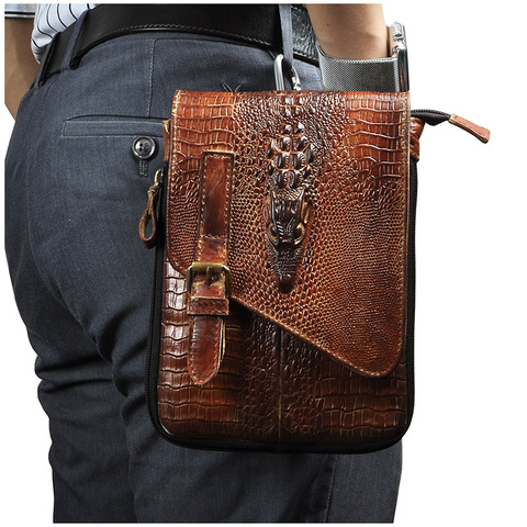 Leather men Casual Design Multifunction Small Messenger Cross body Bag Travel Fashion Waist Belt Pack 8