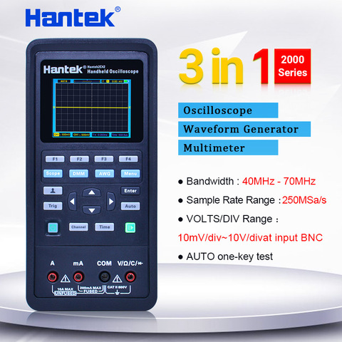 handheld digital Oscilloscope multimeter+Waveform Generator 3 in1automotive oscilloscope 2 Channels Hantek2D72/2D42/2C72/2C42 ► Photo 1/6