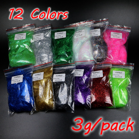 ICERIO 12 Colors Fly Tying Ultra Fine Ice Dub Fiber for Nymph Scud Streamers Fly Fishing Tying Material ► Photo 1/5
