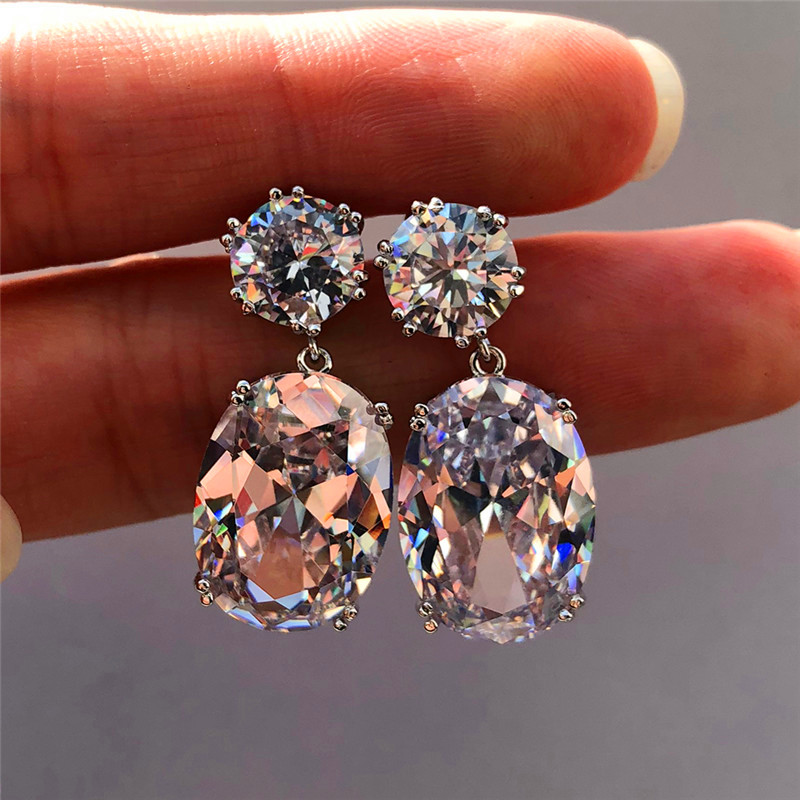 20 Style Mystery Female Rainbow Zircon Stone Earrings 925 Sterling Silver Filled Jewelry Vintage Wedding Stud Earrings For Women 