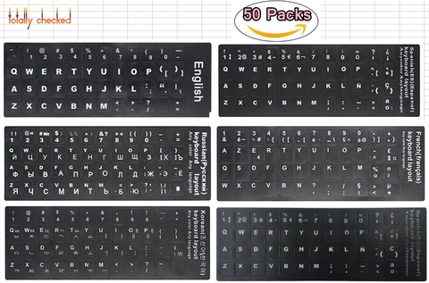 50pcs/lot whole sale Waterproof Russian Keyboard Stickers English French German Spanish Letter For Laptop 10 * 27 inch keyboards ► Photo 1/5