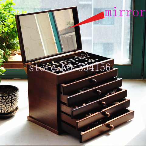 Upgraded version Wood Jewelry Box Storage Gift Display Box Jewelry Lagre Gift Box  Packaging casket  marriage gift   box ► Photo 1/6