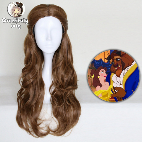 Beauty and the Beast Princess Bella wig Cosplay Costume Women Long Wavy Brown Synthetic Hair Halloween Party Role Play wigs ► Photo 1/6