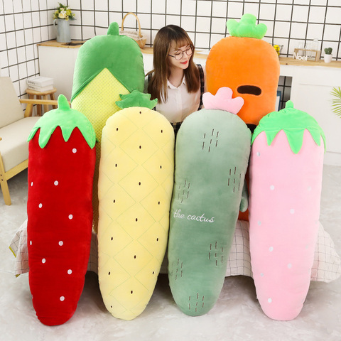 Long Plush Fruits Vegetable Plants Giant Stuffed Toy Sleeping Leg Pillow Red Strawberry Pineapple Cactus Corn Carrot 50/70/120cm ► Photo 1/6