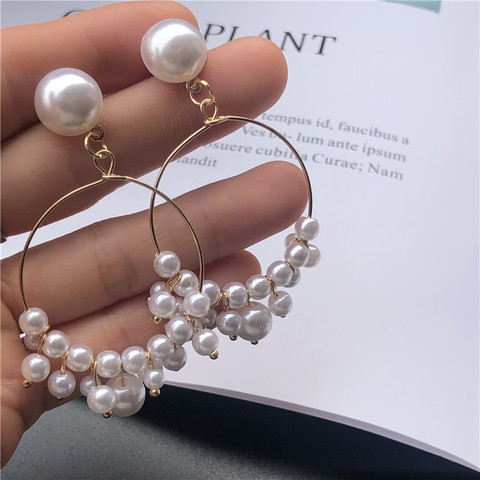 New Female Flower Long Pearl Tassel Clip Earrings Jewelry Fashion Woman Earrings 2022 Fine Jewelry Accessories Earrings ► Photo 1/6