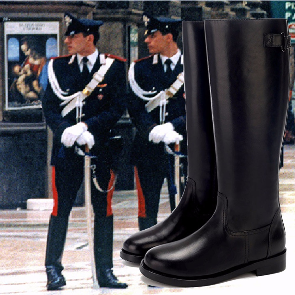 Knight Riding Boots Mens Military Shoes PU Leather Knee High Equestrian Boots SZ
