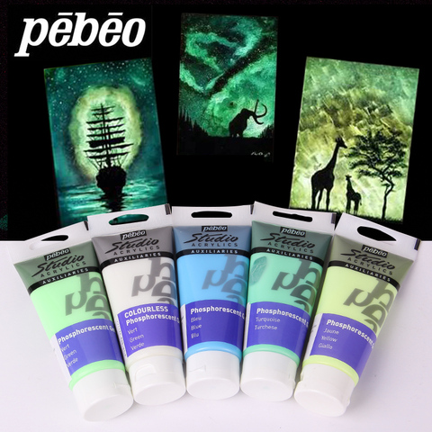 100ML pebeo Acrylic Paint Glow in the Dark Glowing paints Luminous Pigment Fluorescent Fiber painting for fabric Art supplies ► Photo 1/6