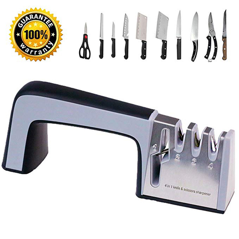 4 in 1 Scissor and Knife Sharpener Stainless Steel Ceramic Sharpening Stone Professional Manual Diamond Sharpener Kitchen Tools ► Photo 1/6