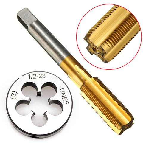 High Hardness UNF 1/2 -28 HSS Titanium Coated Tap & Round Die Set Right Hand Thread Tool For Mold Machining Mayitr ► Photo 1/6