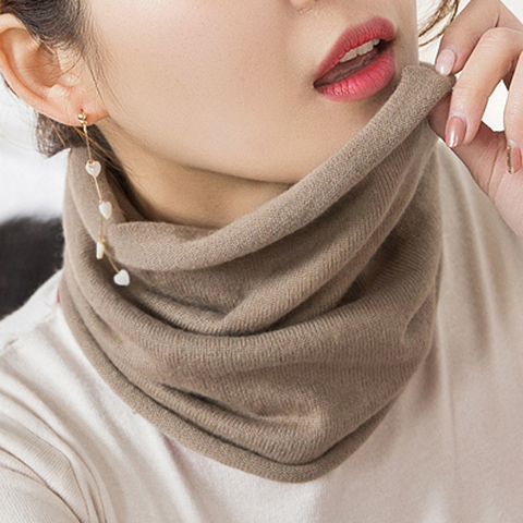 HLICYUM Women Cashmere Knit Ring Scarves 30cm Neck Warmer Solid Color Elastic Comfort False Collar Female Winter One Loop Scarf ► Photo 1/6