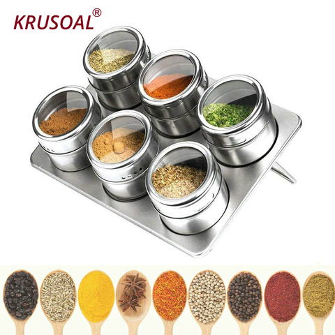 Magnetic Spice Jar Set 304 Stainless Steel salt shaker Pepper Sprayer for spices Rack Seasoning Box kitchen Condiment Container ► Photo 1/6