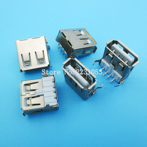 10PCS/LOT USB 2.0 4Pin A Type Female Socket Connector 2 Feet 90 Degree Data Transmission Charging Plug Adapter PCB SDA Cable ► Photo 1/1